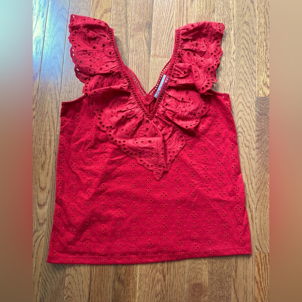 ❤️Loft eyelet red top